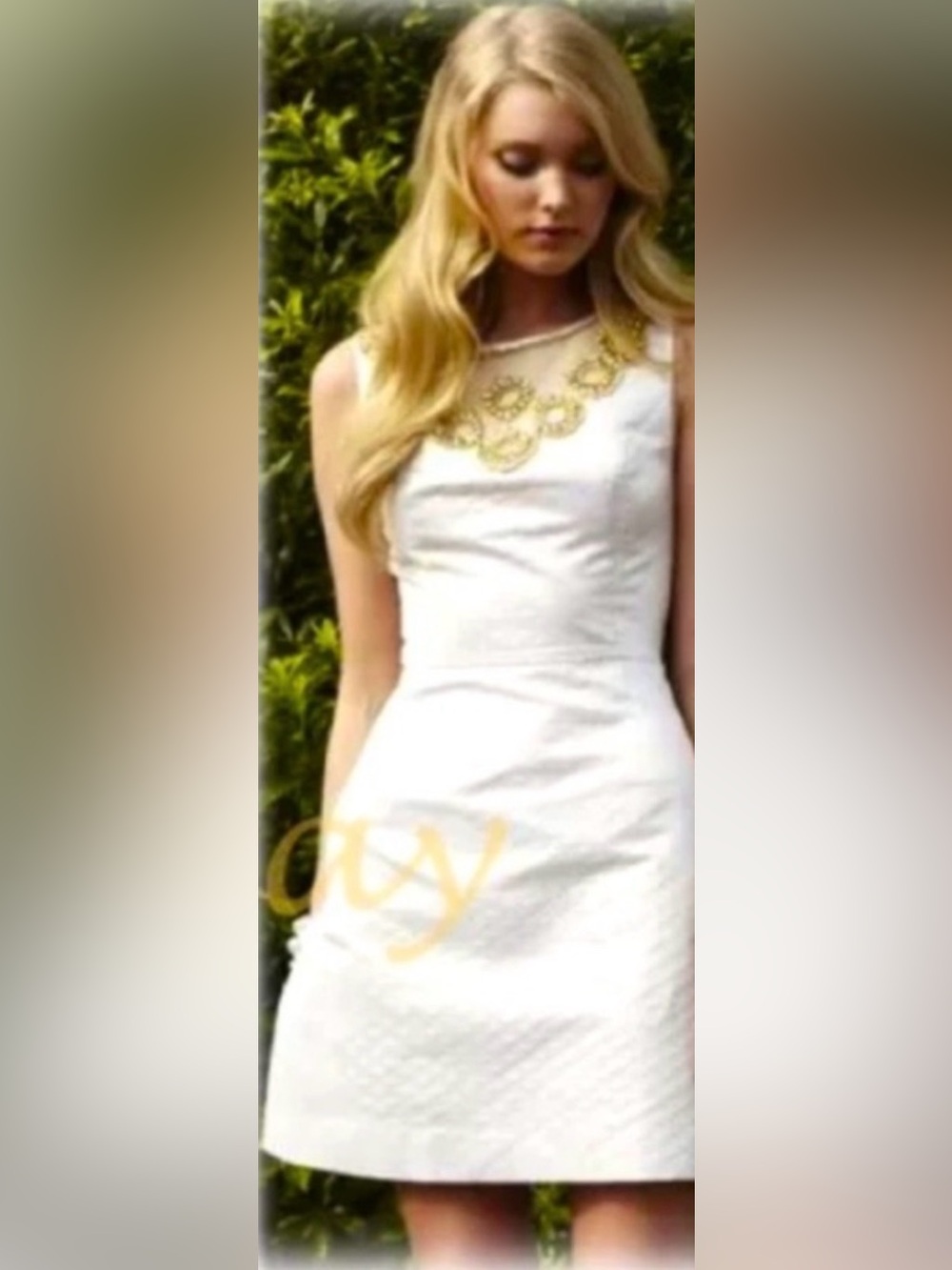 Lilly Pulitzer Textured Glittering Cream Gold Bronze Ultra Mod “Wythe” Dress sz6